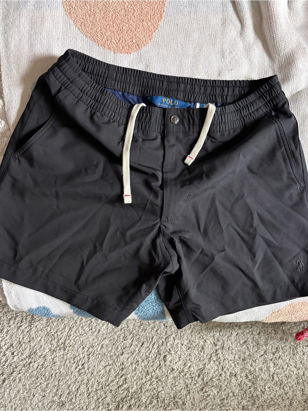 Polo by Ralph Lauren Black Swim Shorts with White Drawstring